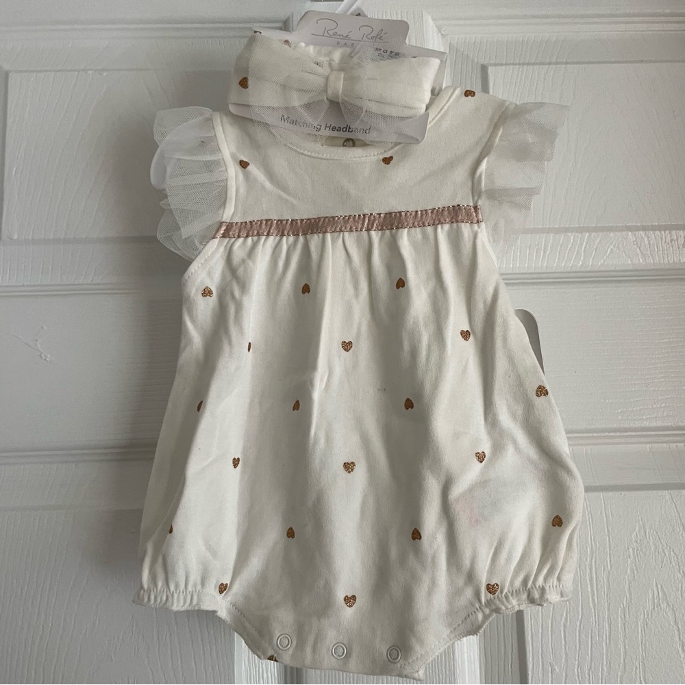 Rene Rofe newborn onsie with matching headband
